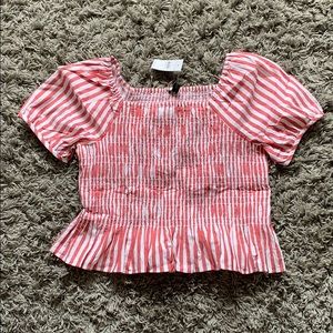 Ann Taylor Striped Peplum Top